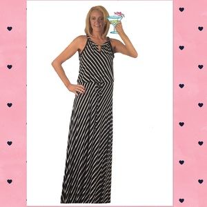 Calvin Klein Stripe Maxi Drawstring Waist Keyhole